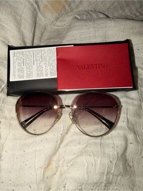 Valentino Gold Frame Sunglasses with Purple Gradient Lenses